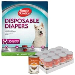 Simple Solution Disposable Female Dog Diapers & Fruitables Pumpkin SuperBlend Digestive Dog & Cat Supplement