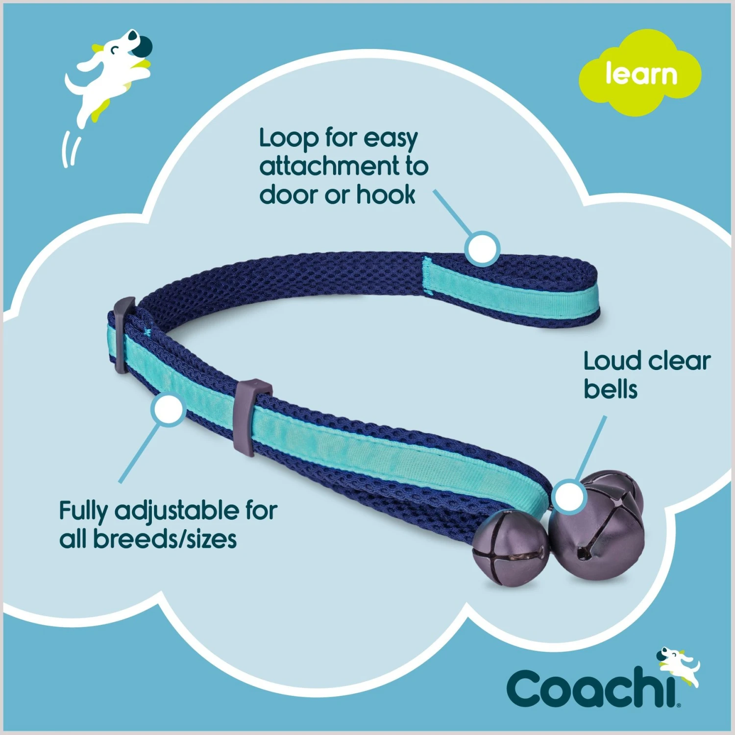 Coachi Toilet Dog Training Bells, Navy 5 Coachi Toilet Dog Training Bells, Navy - Image 5