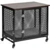 Aivituvin Side End Table Furniture Style Dog Crate With Tray, Cushion & Casters
