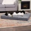 FurHaven Two-Tone Fur & Suede Deluxe Full Support Bolster Cat & Dog Bed With Removable Cover