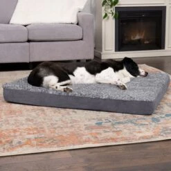 FurHaven Two-Tone Fur & Suede Deluxe Full Support Bolster Cat & Dog Bed With Removable Cover