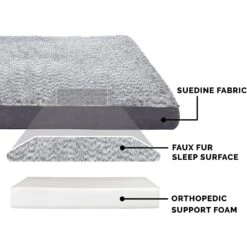 FurHaven Two-Tone Fur & Suede Deluxe Full Support Bolster Cat & Dog Bed With Removable Cover -PetSafe Shop Sale 816734 PT4. AC SS1800 V1704234948