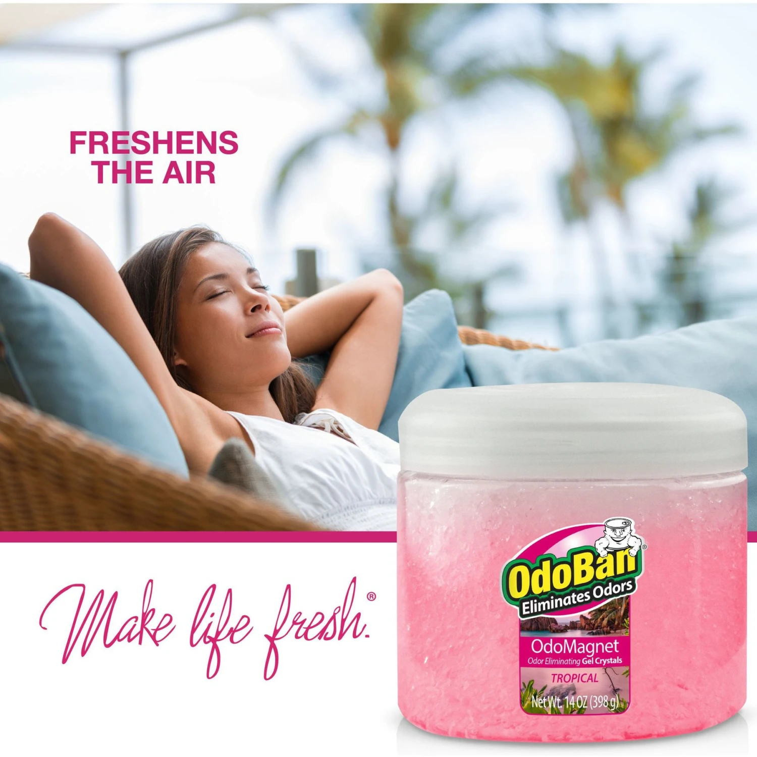 OdoBan OdoMagnet Odor Eliminator Tropical Gel Crystals Deodorizer, 14-oz Jar 3 OdoBan OdoMagnet Odor Eliminator Tropical Gel Crystals Deodorizer, 14-oz Jar - Image 3