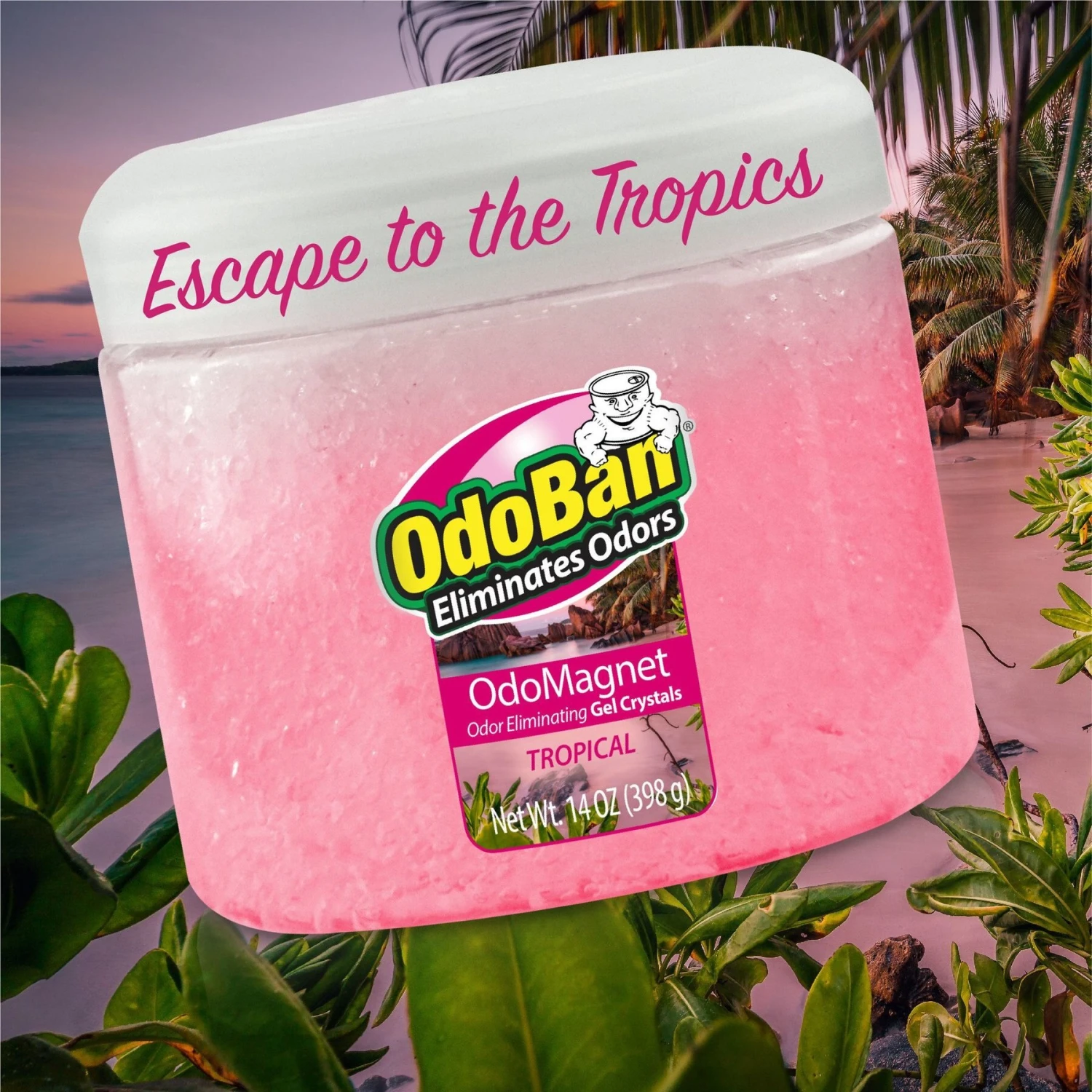 OdoBan OdoMagnet Odor Eliminator Tropical Gel Crystals Deodorizer, 14-oz Jar 4 OdoBan OdoMagnet Odor Eliminator Tropical Gel Crystals Deodorizer, 14-oz Jar - Image 4