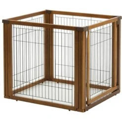 Richell Convertible Elite 4-Panel Gate For Dogs & Cats, Brown -PetSafe Shop Sale 85242 PT3. AC SS1800 V1674232398