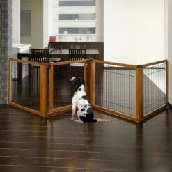Richell Convertible Elite 4-Panel Gate For Dogs & Cats, Brown -PetSafe Shop Sale 85242 PT7. AC SS1800 V1674232340