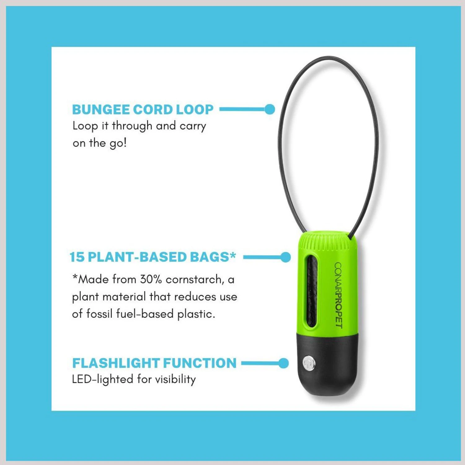 ConairPROPET LED Poop Bag Dispenser With Bungee Cord Loop 2 ConairPROPET LED Poop Bag Dispenser With Bungee Cord Loop - Image 2