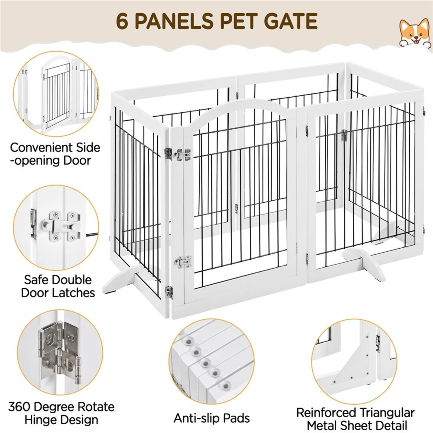 Yaheetech 6-Panel Foldable Wire Dog Gate 5 Yaheetech 6-Panel Foldable Wire Dog Gate - Image 5