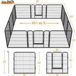 Yaheetech 12-Panel 32-in H Dog Playpen With Door Black, Medium -PetSafe Shop Sale 871638 PT2. AC SS1800 V1686078477