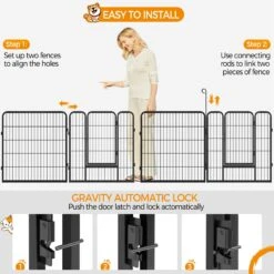 Yaheetech 12-Panel 32-in H Dog Playpen With Door Black, Medium -PetSafe Shop Sale 871638 PT4. AC SS1800 V1686078478