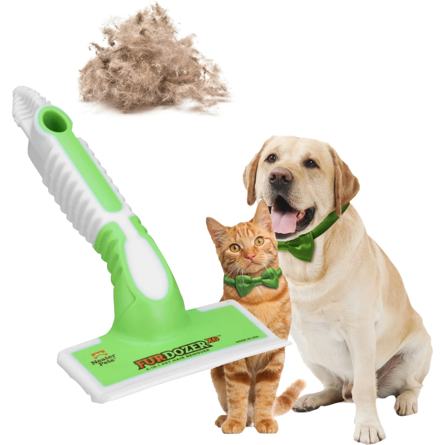 Neater Pets FurDozer X6 6-in-1 Cat & Dog Hair Remover, Green & White, 7.5-in 1 Neater Pets FurDozer X6 6-in-1 Cat & Dog Hair Remover, Green & White, 7.5-in