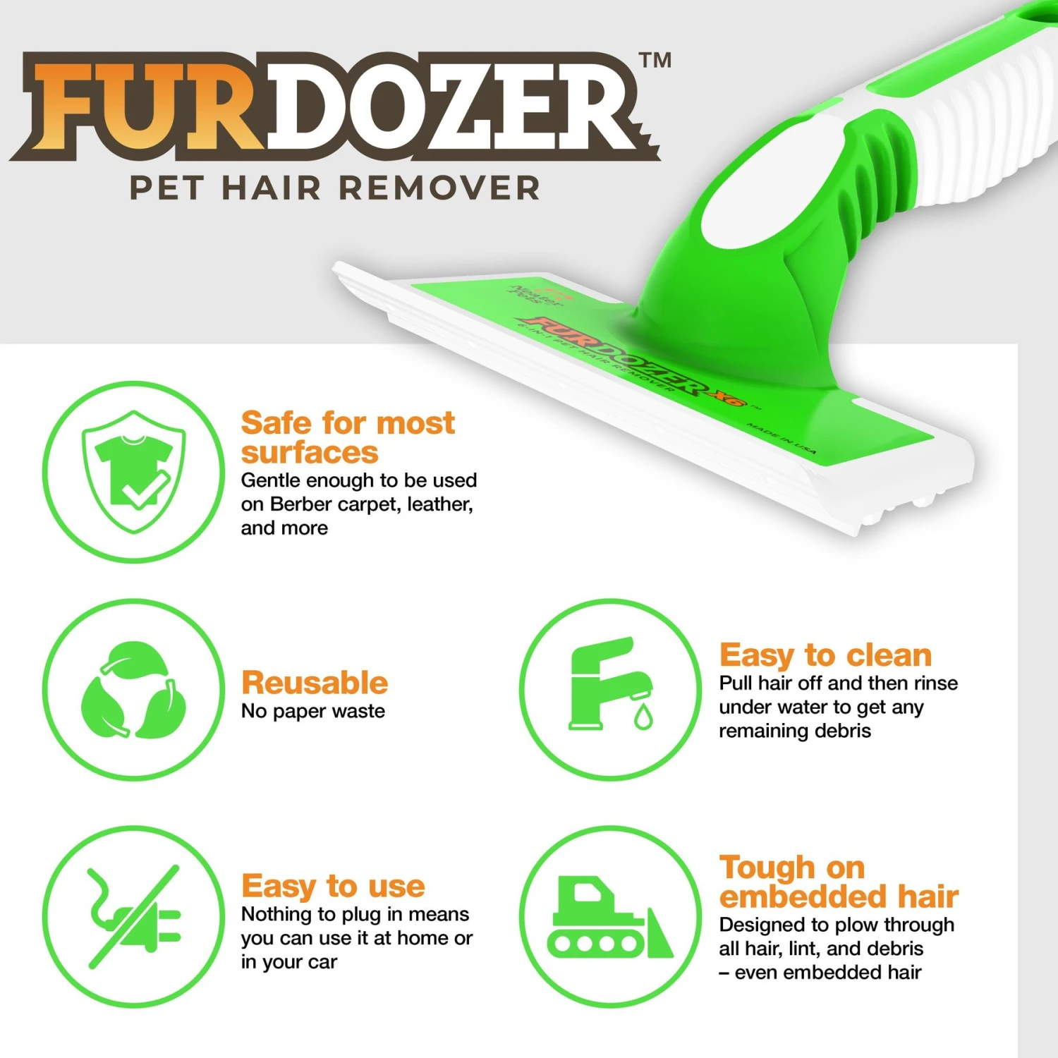 Neater Pets FurDozer X6 6-in-1 Cat & Dog Hair Remover, Green & White, 7.5-in 6 Neater Pets FurDozer X6 6-in-1 Cat & Dog Hair Remover, Green & White, 7.5-in - Image 6