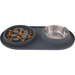Pounce + Fetch Silicone Double Bowl Slow Feeder, 10-oz, Grey -PetSafe Shop Sale 883294 PT2. AC SS1800 V1686244442