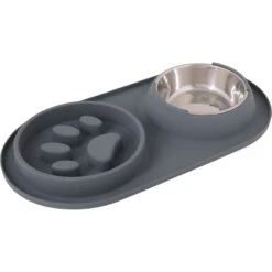 Pounce + Fetch Silicone Double Bowl Slow Feeder, 10-oz, Grey -PetSafe Shop Sale 883294 PT3. AC SS1800 V1686246281