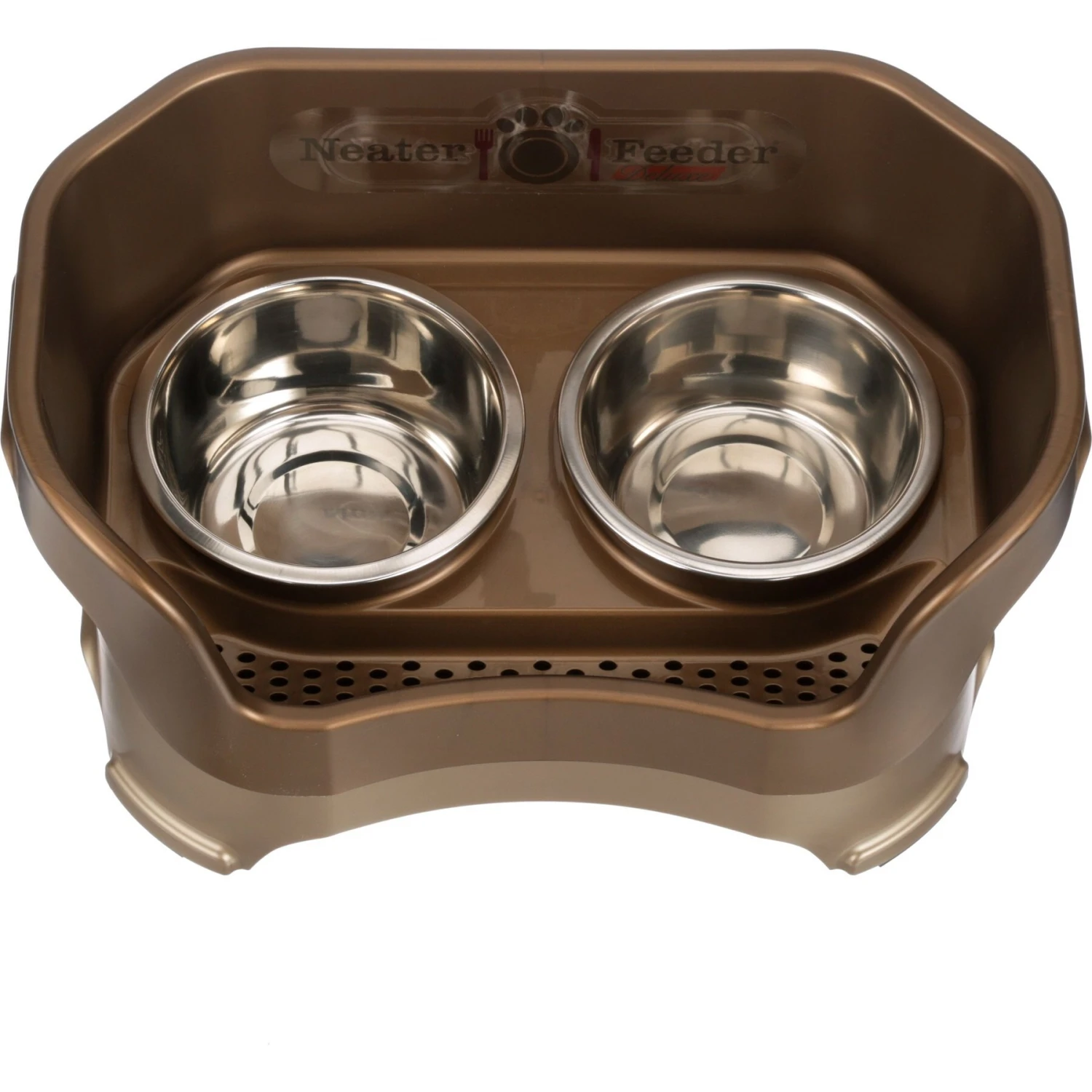 Neater Pets Neater Feeder Deluxe Elevated & Mess-Proof Dog Bowls, Bronze 2 Neater Pets Neater Feeder Deluxe Elevated & Mess-Proof Dog Bowls, Bronze - Image 2