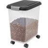 IRIS USA WeatherPro Airtight Dog, Cat, Bird & Small-Pet Food Storage Bin Container With Attachable Casters