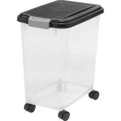 IRIS USA WeatherPro Airtight Dog, Cat, Bird & Small-Pet Food Storage Bin Container With Attachable Casters -PetSafe Shop Sale 901870 PT7. AC SS1800 V1688391807