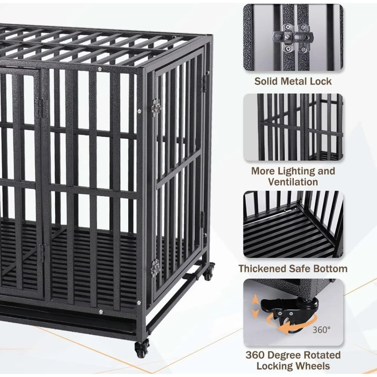 SMONTER Two Doors Heavy Duty Dog Crate 4 SMONTER Two Doors Heavy Duty Dog Crate - Image 4