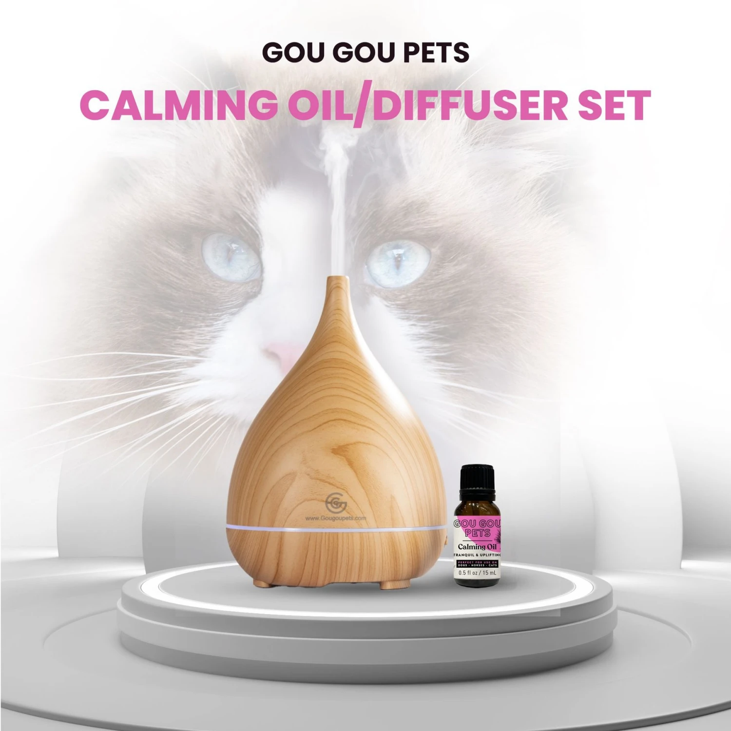Gou Gou Pets Calming Essential Oil Blend & Diffuser Set For Anxiety Dog & Cat Spray, 15-ml Bottle 4 Gou Gou Pets Calming Essential Oil Blend & Diffuser Set For Anxiety Dog & Cat Spray, 15-ml Bottle - Image 4