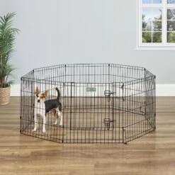 MidWest Wire Dog Exercise Pen With Step-Thru Door, Black E-Coat & MidWest Exercise Pen Top Fabric Mesh Sunscreen Accessory, Square Configuration, Black -PetSafe Shop Sale 939350 PT3. AC SS1800 V1691785892