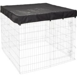 MidWest Wire Dog Exercise Pen With Step-Thru Door, Black E-Coat & MidWest Exercise Pen Top Fabric Mesh Sunscreen Accessory, Square Configuration, Black -PetSafe Shop Sale 939350 PT5. AC SS1800 V1691785892