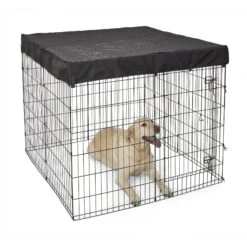 MidWest Wire Dog Exercise Pen With Step-Thru Door, Black E-Coat & MidWest Exercise Pen Top Fabric Mesh Sunscreen Accessory, Square Configuration, Black -PetSafe Shop Sale 939350 PT6. AC SS1800 V1691785892