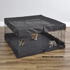 MidWest Wire Dog Exercise Pen With Step-Thru Door, Black E-Coat & MidWest Exercise Pen Top Fabric Mesh Sunscreen Accessory, Square Configuration, Black -PetSafe Shop Sale 939350 PT8. AC SS1800 V1691785893