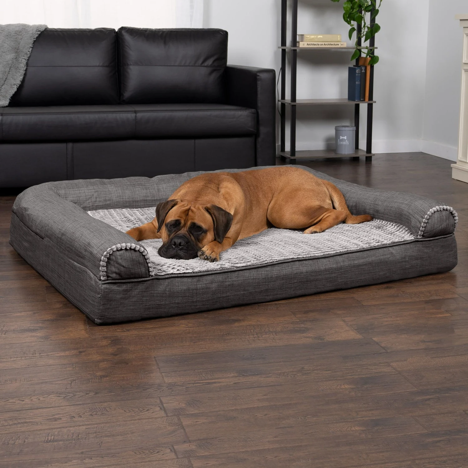 FurHaven Pet Products Luxe Fur & Performance Linen Full Support Dog & Cat Bed 1 FurHaven Pet Products Luxe Fur & Performance Linen Full Support Dog & Cat Bed