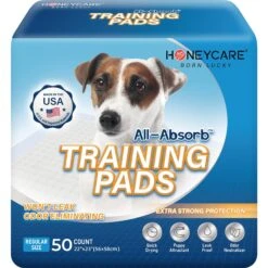 Honey Care All-Absorb Ultra Absorbent Odor Eliminating Quick-Dry Surface Dog Pads, 22x23-in, 50 Count